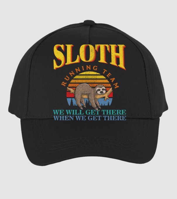 sloth running team retro model negru pe tricou