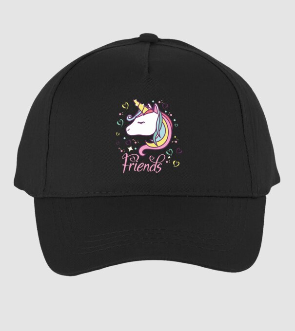 Unicorn Friend model negru pe tricou