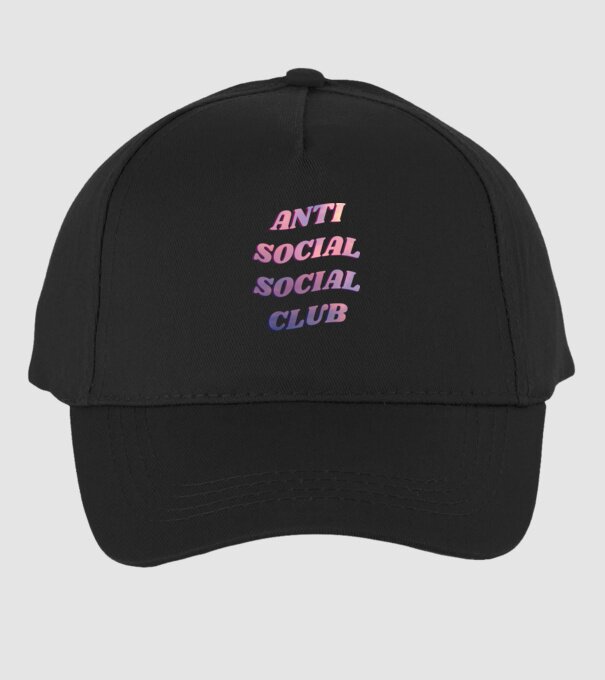 Anti social social club pink model negru pe tricou