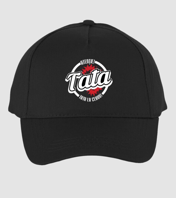 Atenție! Tata la ceaun! model negru pe tricou