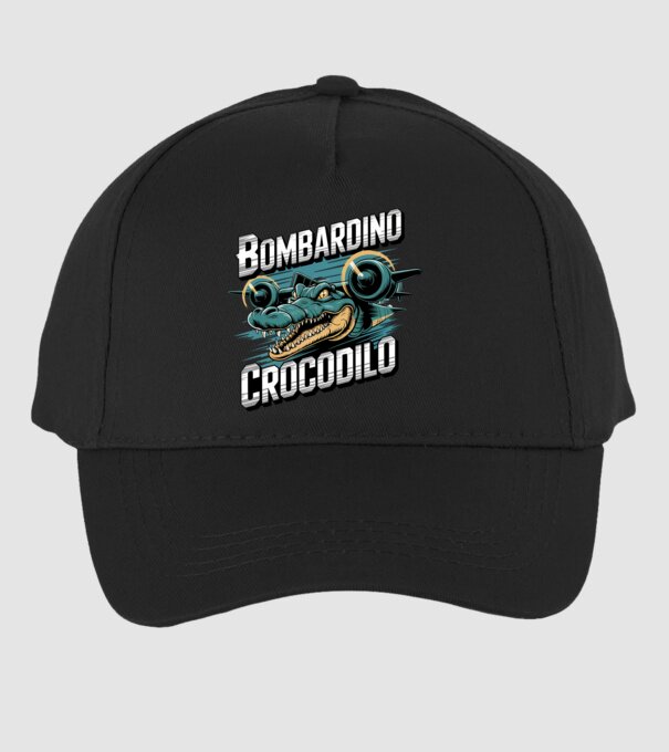 Bombardino Crocodilo 2 model negru pe tricou