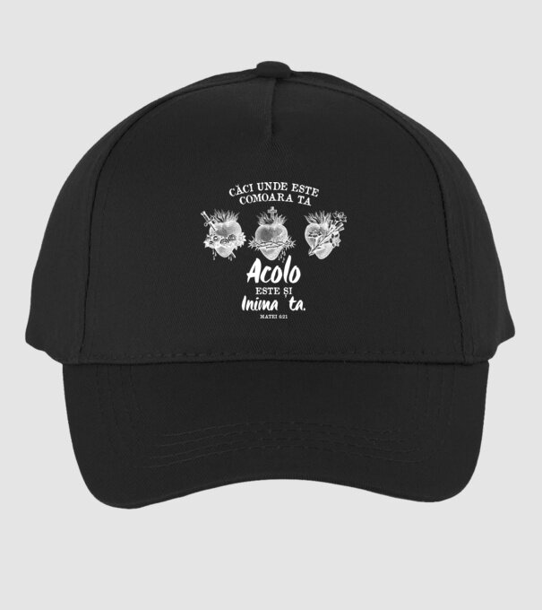 Căci unde este comoara ta, acolo este și inima ta. Matei 6:21 model negru pe tricou