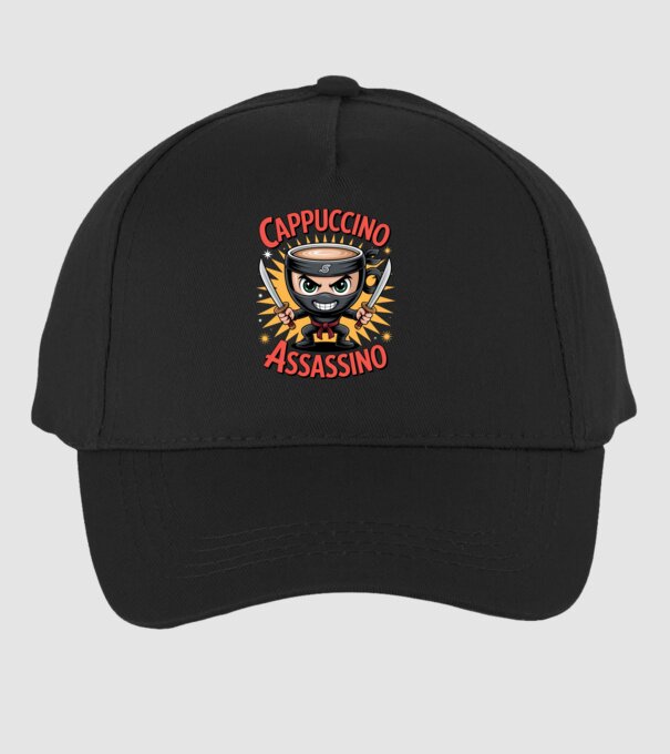 Cappuccino Assasino model negru pe tricou