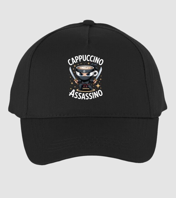 Cappuccino Assassino model negru pe tricou