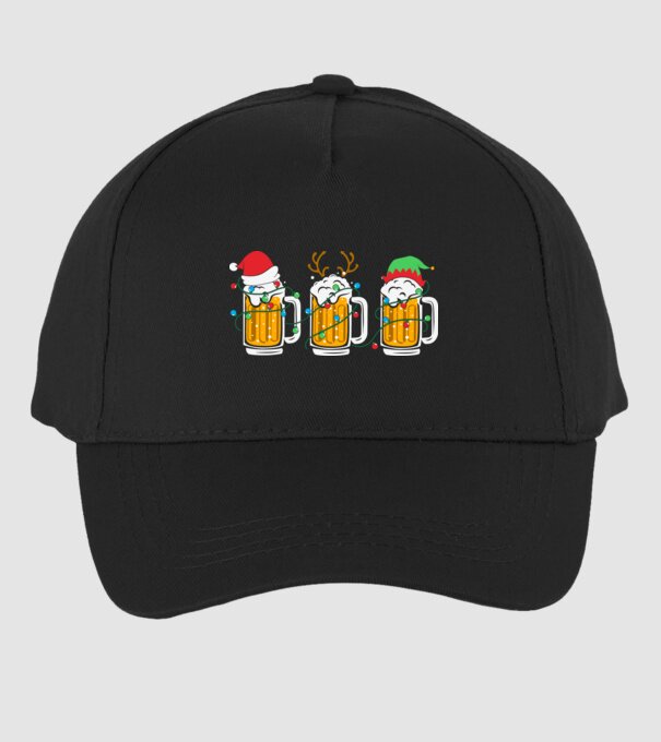 Christmas beer mugs model negru pe tricou