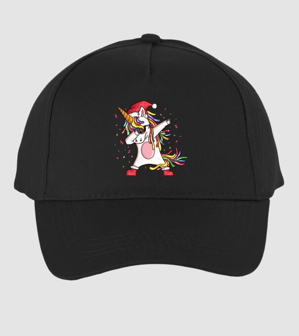Christmas unicorn dab model negru pe tricou