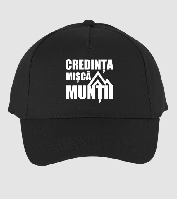 Credința mișcă munții model negru pe tricou