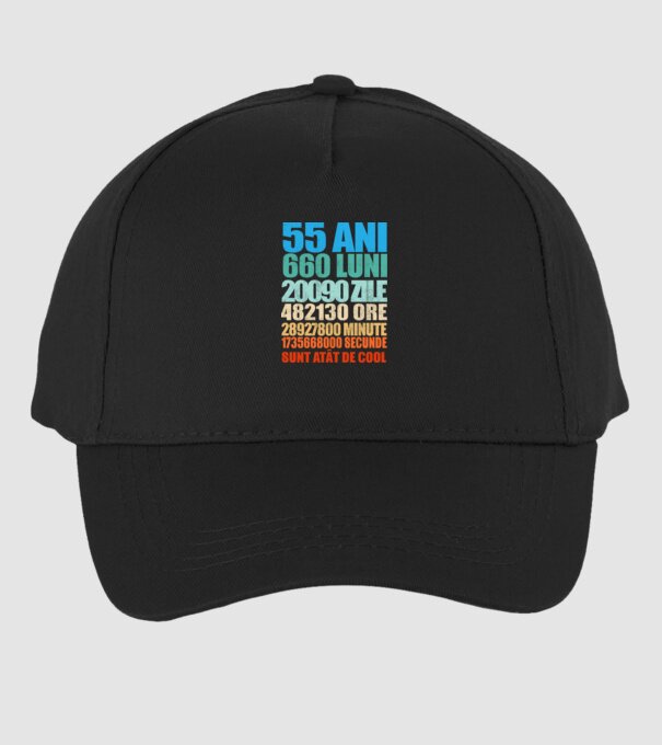 De 55 ani - luni - zile - ore - minute - secunde - sunt atât de cool model negru pe tricou