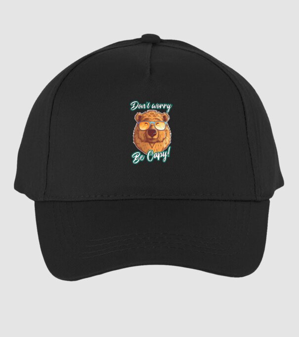 Don't worry be Capy model negru pe tricou