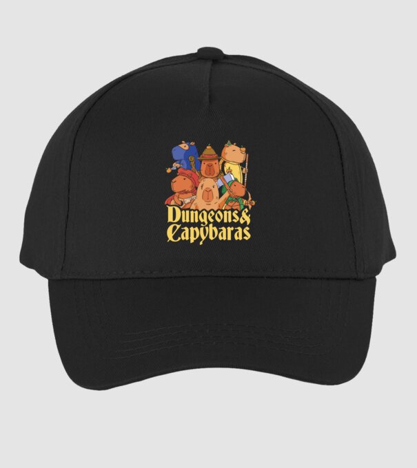Dungeons and Capybaras model negru pe tricou
