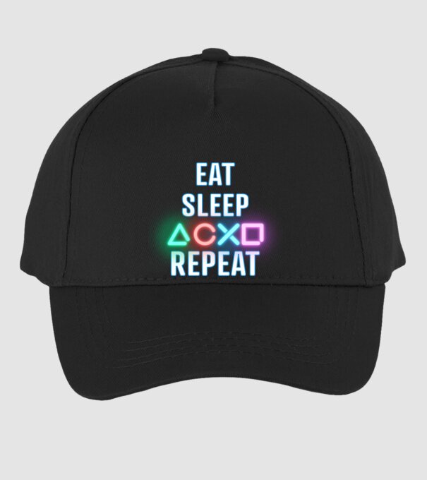 Eat sleep PS model negru pe tricou