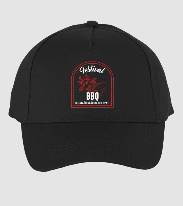Festival BBQ - cu tata în grădina din spate! model negru pe tricou
