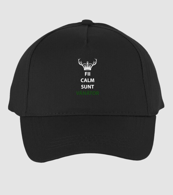 fii calm, sunt vânător model negru pe tricou