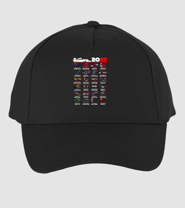 F1 calendar 2025 Negru model negru pe tricou