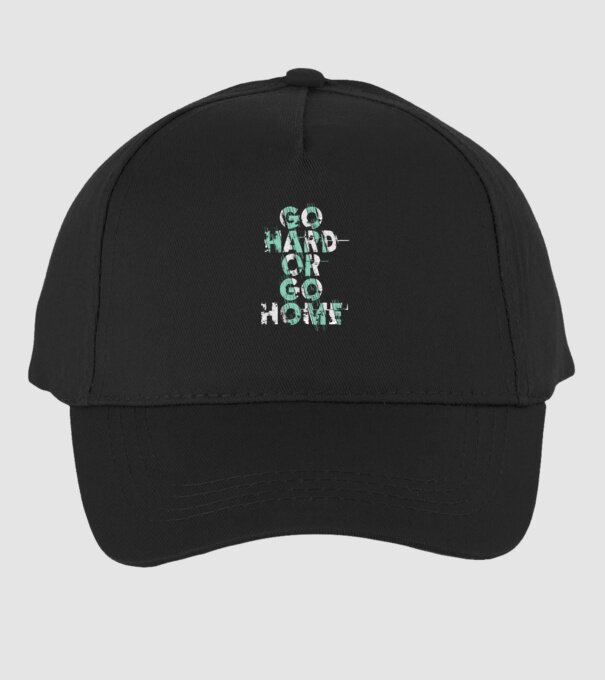 Go Hard or Go Home model negru pe tricou