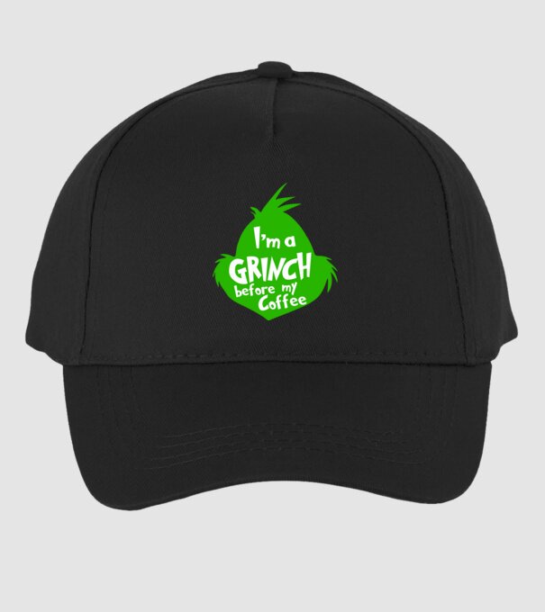 Grinch before coffee model negru pe tricou