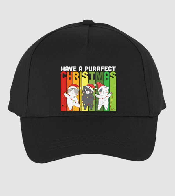 Have a purrfect christmas model negru pe tricou