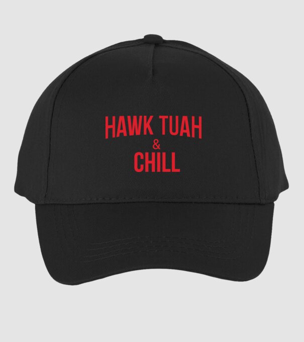 Hawk tuah and chill red netflix model negru pe tricou