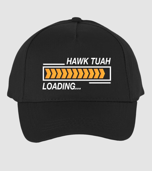 Hawk tuah loading model negru pe tricou