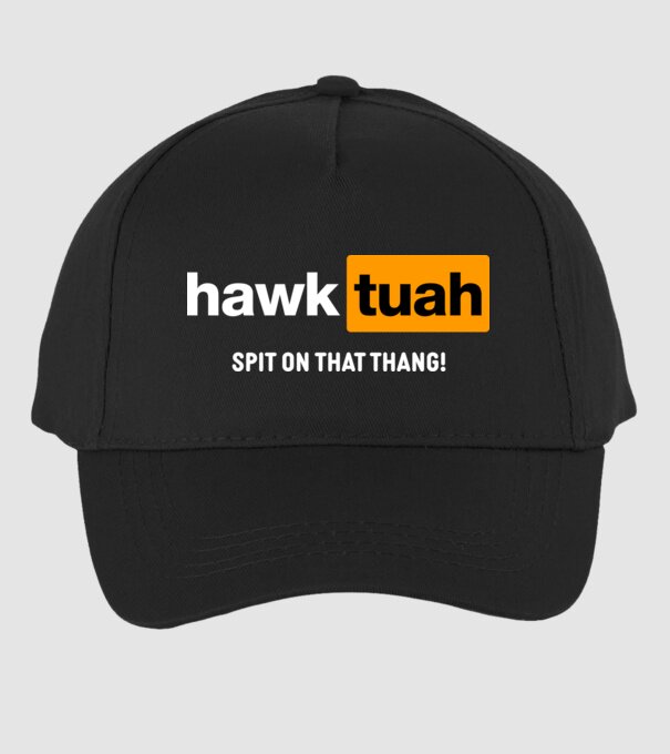 hawk tuah pornhub mix model negru pe tricou