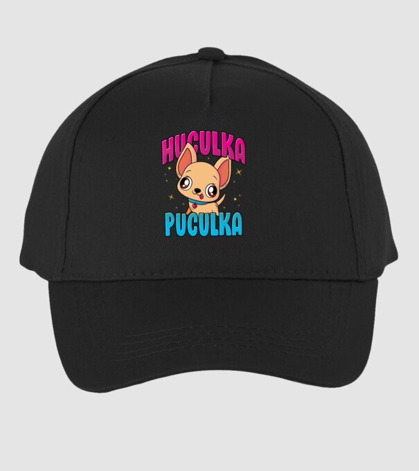 Huculka Puculka chivava model negru pe tricou