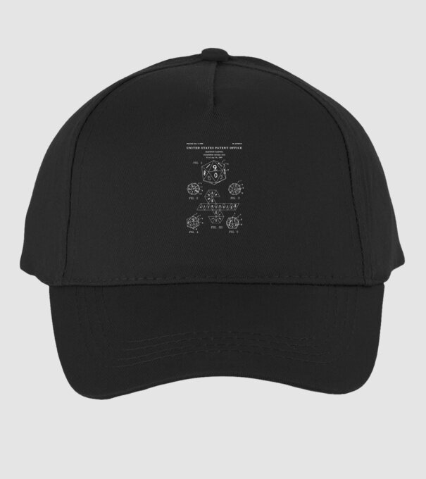Icosahedron decimal dice patent model negru pe tricou