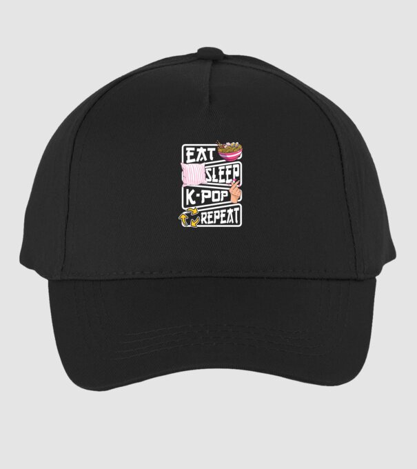 K-POP EAT SLEEP model negru pe tricou