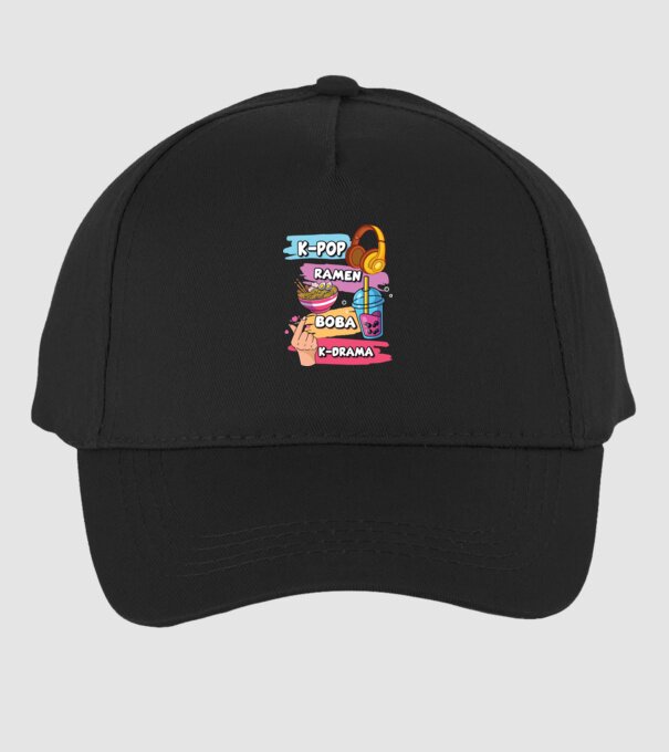 K-POP RAMEN BOBA K-DRAMA model negru pe tricou