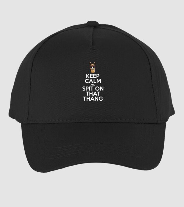 Keep calm and spit on that thang model negru pe tricou