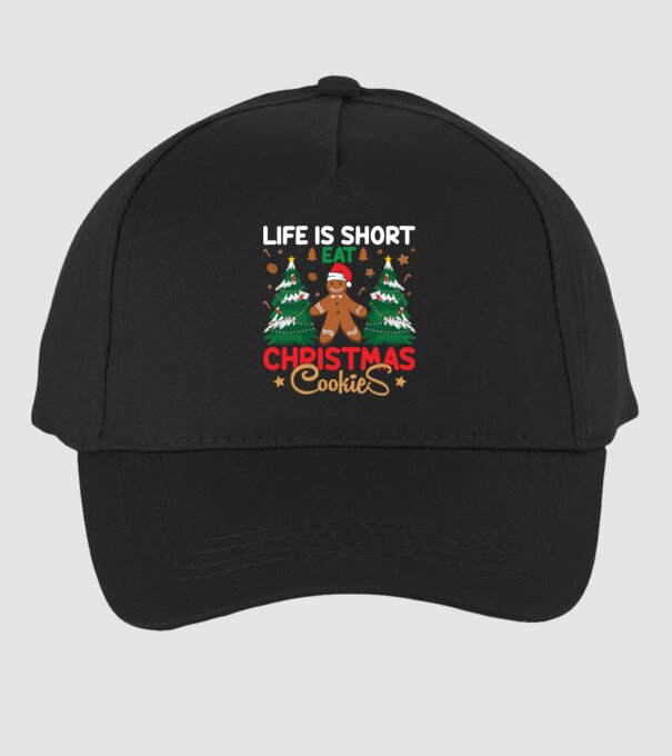 Life is short - eat christmas cookies model negru pe tricou