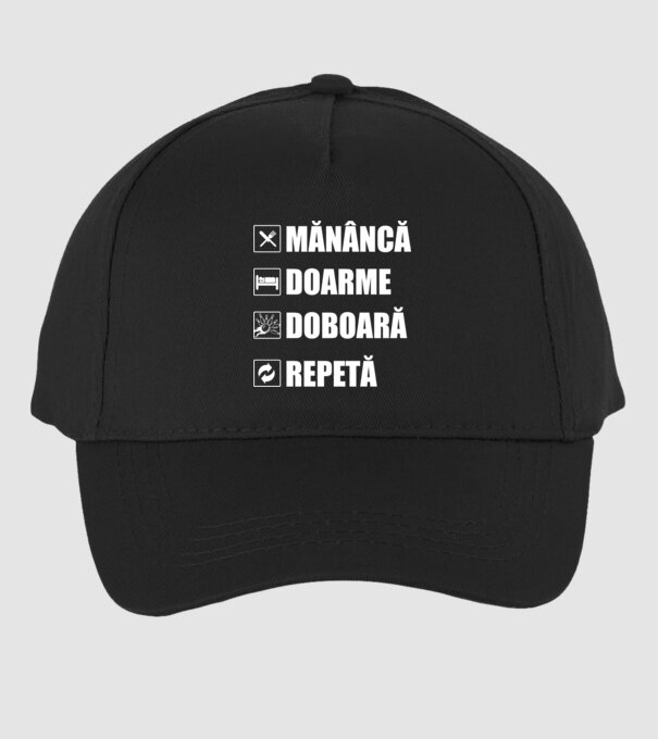 mănâncă doarme doarme doboară repetă model negru pe tricou
