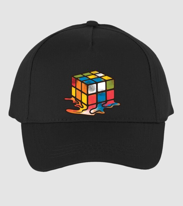 Melted Rubik model negru pe tricou