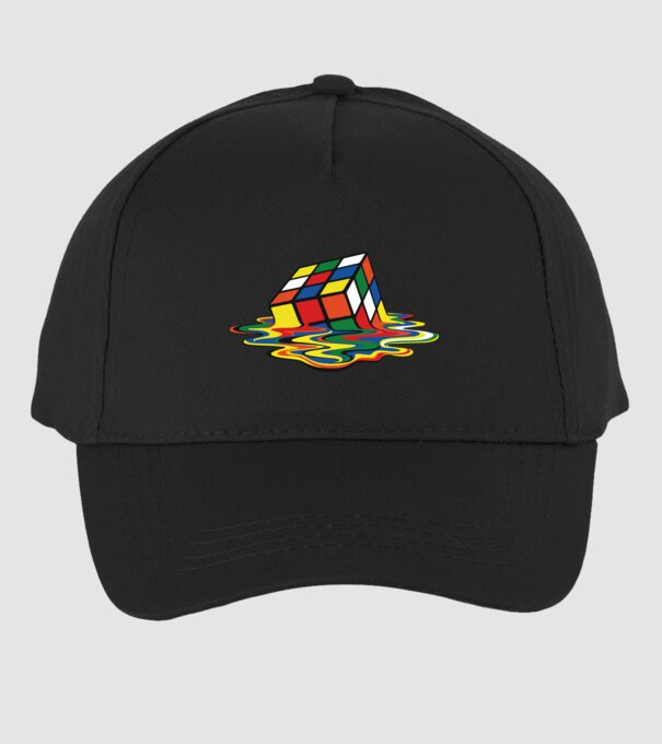 Melting Rubik model negru pe tricou