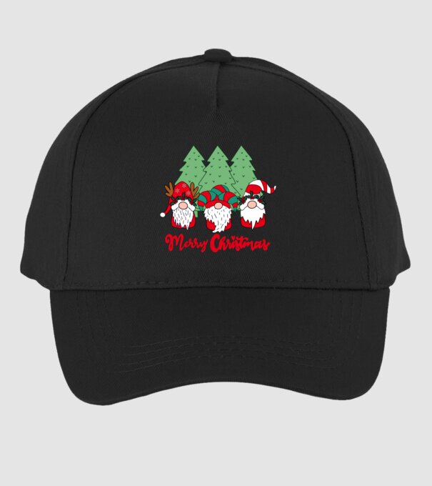 Merry christmas gnomes model negru pe tricou
