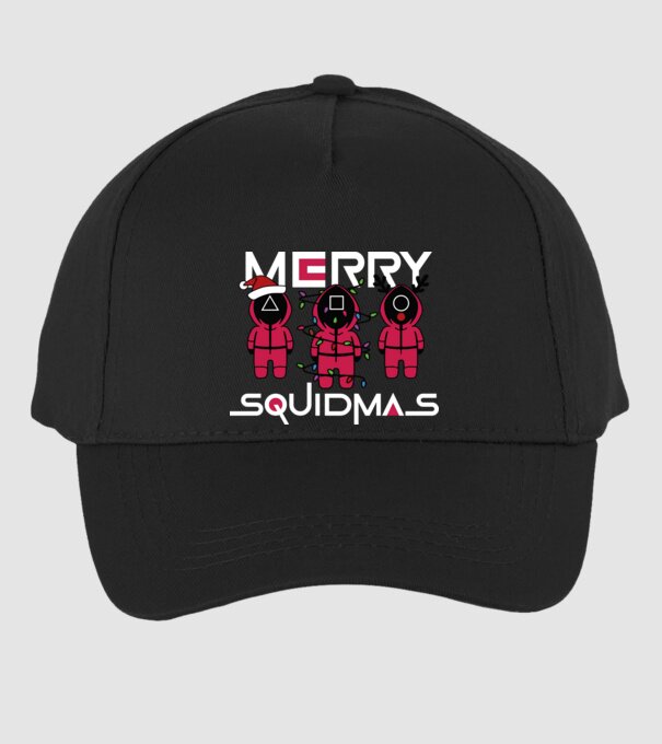 Merry squidmas model negru pe tricou