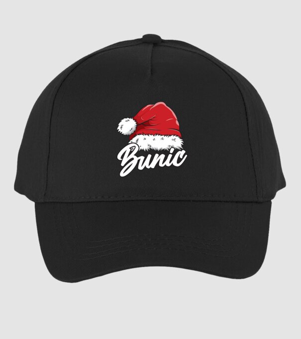 bunic Santa Hat model negru pe tricou