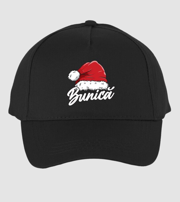 bunică Santa Hat model negru pe tricou