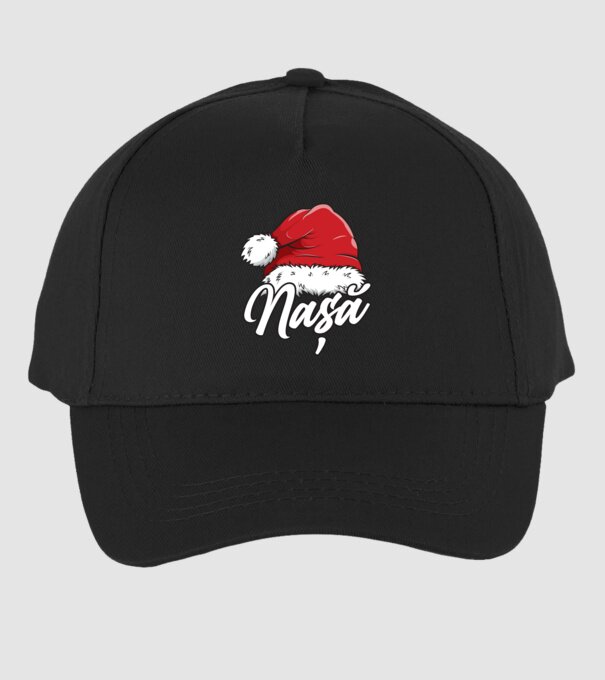 nașă Santa Hat model negru pe tricou