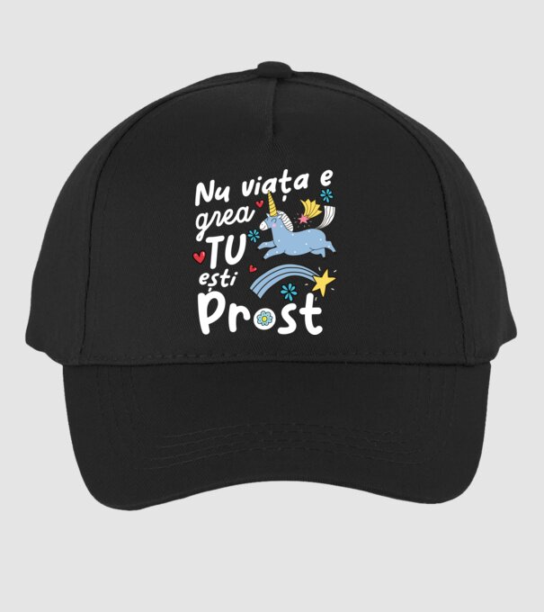 Nu viața e grea, tu ești prost model negru pe tricou
