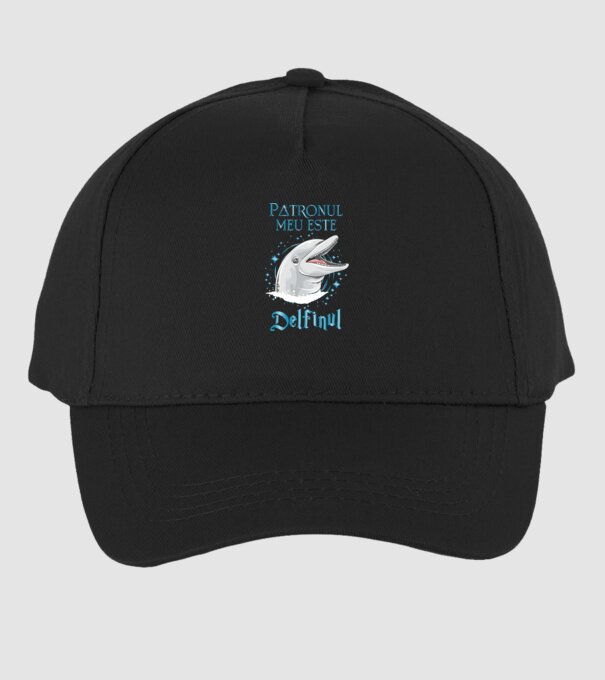 Patronul meu este DELFINUL model negru pe tricou