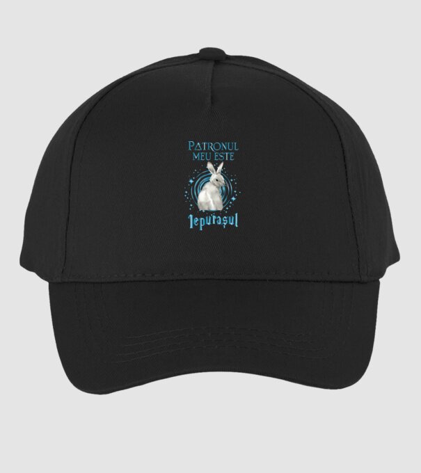 Patronul meu este IEPURAȘUL model negru pe tricou