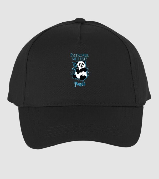 Patronul meu este PANDA model negru pe tricou