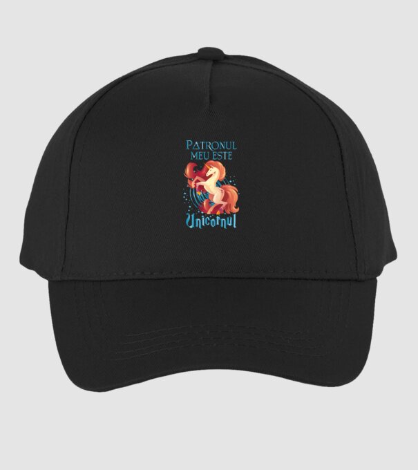 Patronul meu este UNICORNUL model negru pe tricou