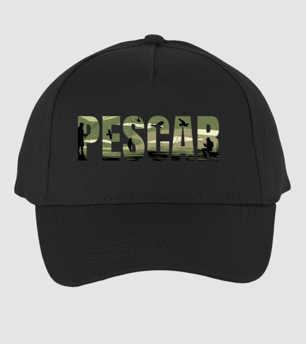 PESCAR model negru pe tricou