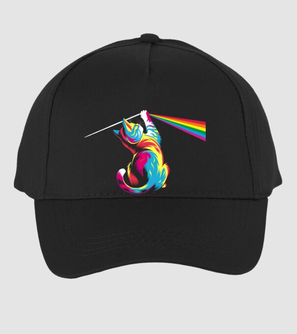 Pisica prismă model negru pe tricou