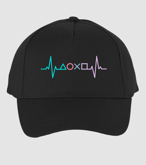 Playstation Symbols EKG model negru pe tricou