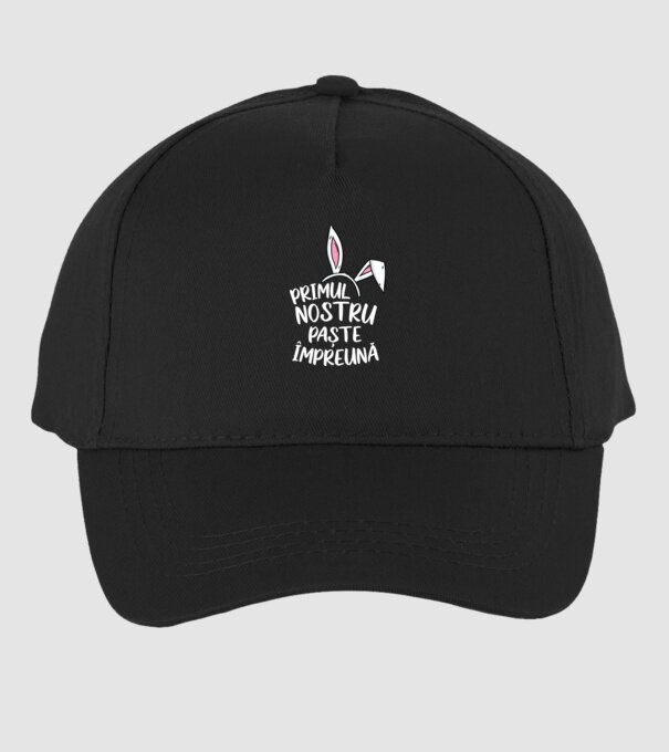 Primul nostru Paște împreună model negru pe tricou