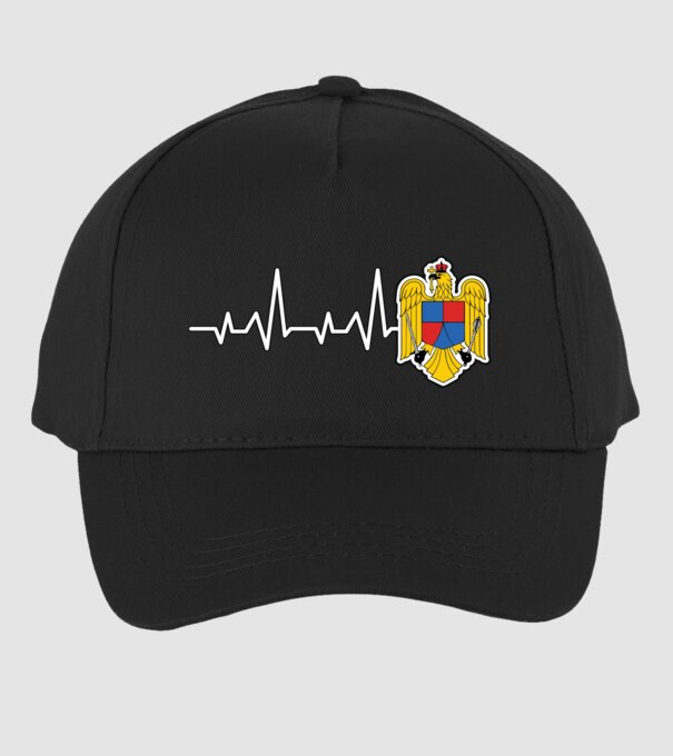 ROMANIA heartbeat model negru pe tricou