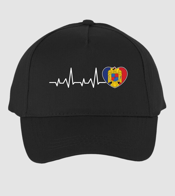 ROMANIA heartbeat model negru pe tricou