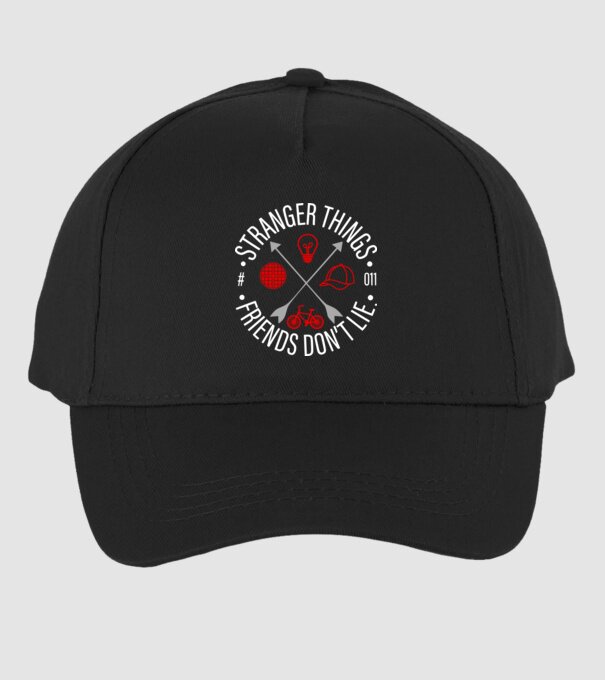 stranger things friends dont lie model negru pe tricou